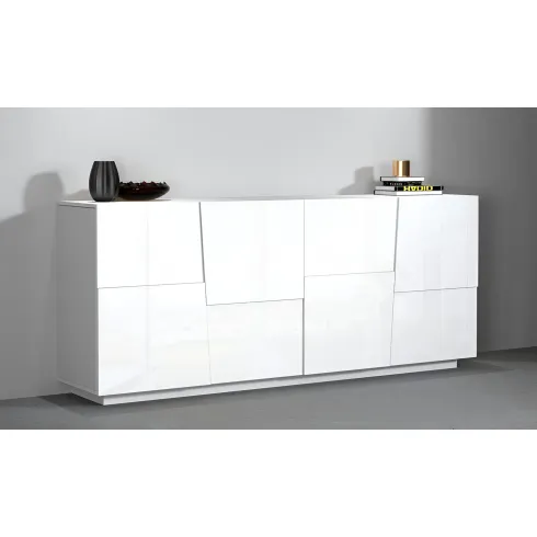 Credenza 4 Ante Bianco Laccato Madia 2 Ripiani Soggiorno Moderno