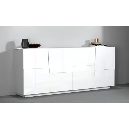 Credenza 4 Ante Bianco Laccato Madia 2 Ripiani Soggiorno Moderno