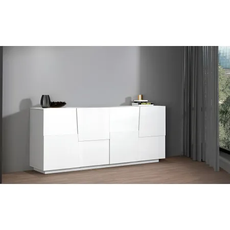 Credenza 4 Ante Bianco Laccato Madia 2 Ripiani Soggiorno Moderno