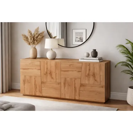 Credenza 4 Ante Rovere Wotan Madia 2 Ripiani Soggiorno Moderno