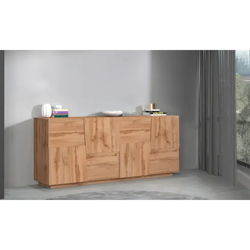 Credenza 4 Ante Rovere Wotan Madia 2 Ripiani Soggiorno Moderno
