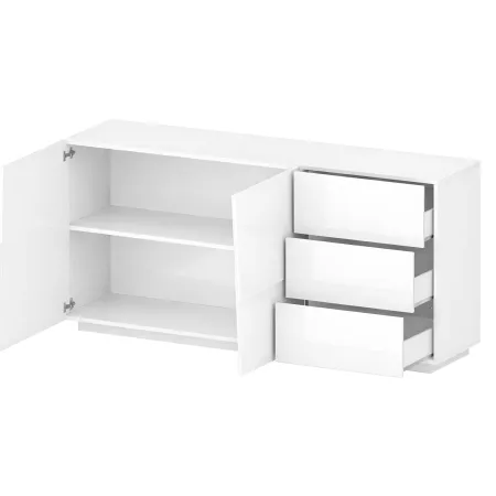 Credenza 2 Ante 3 Cassetti Madia in Legno Nobilitato Bianco Laccato