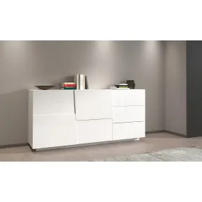 Credenza 2 Ante 3 Cassetti Madia in Legno Nobilitato Bianco Laccato 2