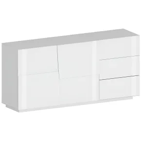 Credenza 2 Ante 3 Cassetti Madia in Legno Nobilitato Bianco Laccato
