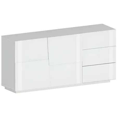 Credenza 2 Ante 3 Cassetti Madia in Legno Nobilitato Bianco Laccato