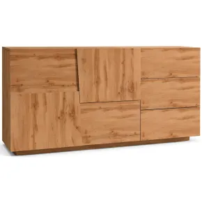 Credenza 2 Ante 3 Cassetti Madia in Legno Nobilitato Rovere Wotan