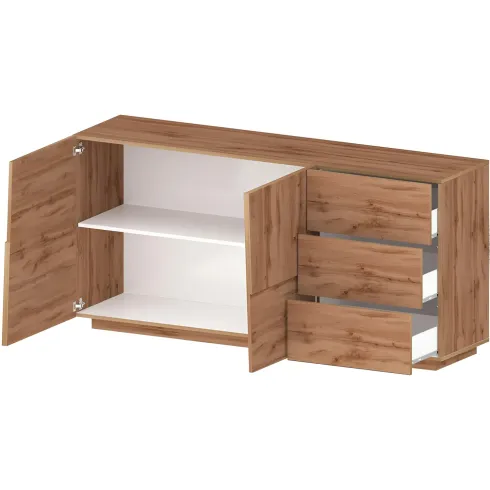 Credenza 2 Ante 3 Cassetti Madia in Legno Nobilitato Rovere Wotan