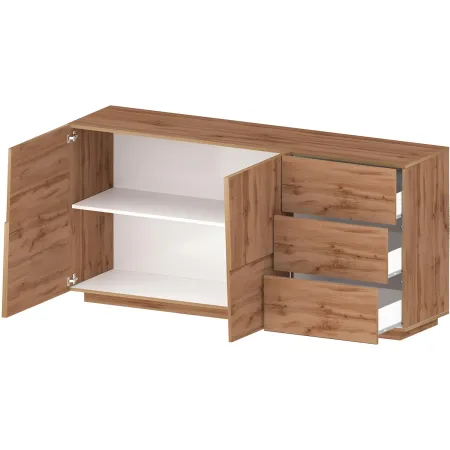 Credenza 2 Ante 3 Cassetti Madia in Legno Nobilitato Rovere Wotan
