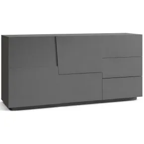 Credenza 2 Ante 3 Cassetti Madia in Legno Nobilitato Antracite Opaco