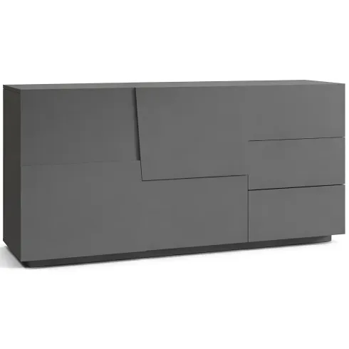Credenza 2 Ante 3 Cassetti Madia in Legno Nobilitato Antracite Opaco