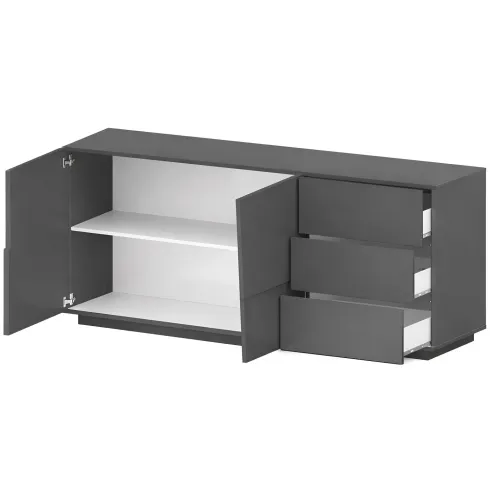 Credenza 2 Ante 3 Cassetti Madia in Legno Nobilitato Antracite Opaco