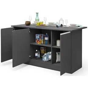 Isola Cucina 3 Ante Antracite Report 155x90x90 cm Legno Nobilitato
