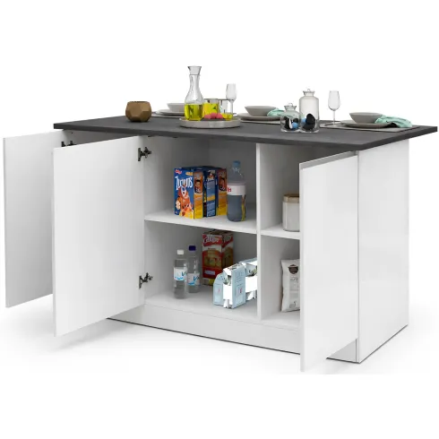 Isola Cucina 3 Ante Bianco Report 155x90x90 cm Legno Nobilitato