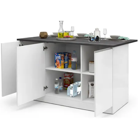 Isola Cucina 3 Ante Bianco Report 155x90x90 cm Legno Nobilitato