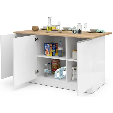 Isola Cucina 3 Ante Bianco Rovere 155x90x90 cm Legno Nobilitato