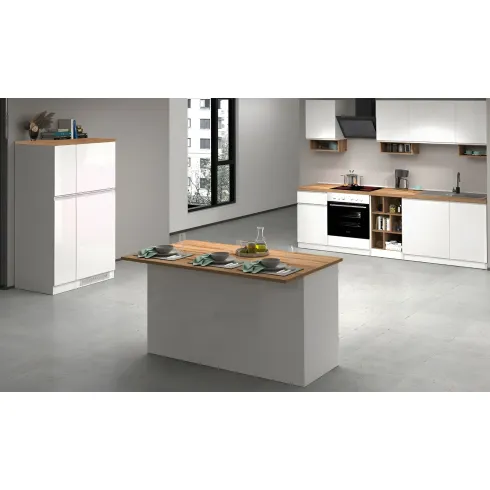 Isola Cucina 3 Ante Bianco Rovere 155x90x90 cm Legno Nobilitato