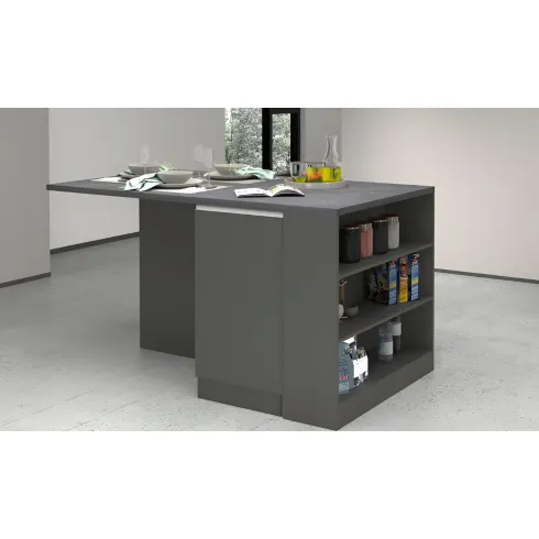 Isola Cucina 2 Ante Antracite Report 160x90x90 cm con Vani a Giorno
