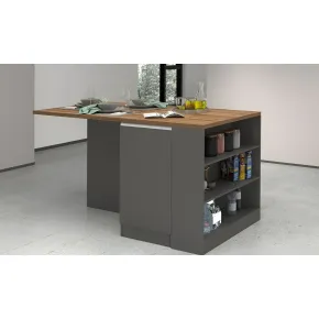 Isola Cucina 2 Ante Antracite Rovere 160x90x90 cm con Vani a Giorno 2