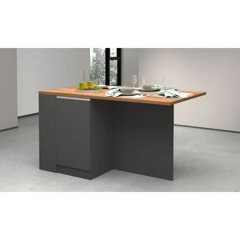 Isola Cucina 2 Ante Antracite Rovere 160x90x90 cm con Vani a Giorno