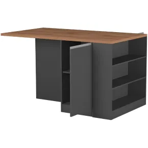 Isola Cucina 2 Ante Antracite Rovere 160x90x90 cm con Vani a Giorno