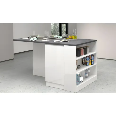 Isola Cucina 2 Ante Bianco Report 160x90x90 cm con Vani a Giorno