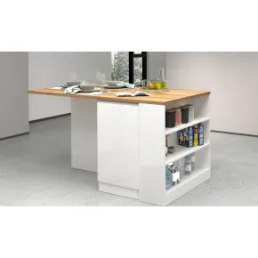 Isola Cucina 2 Ante Bianco Rovere 160x90x90 cm con Vani a Giorno 2