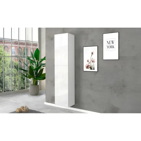 Colonna Armadio Multiuso Bianco Lucido 4 Ripiani 40x30x180 cm Moderno