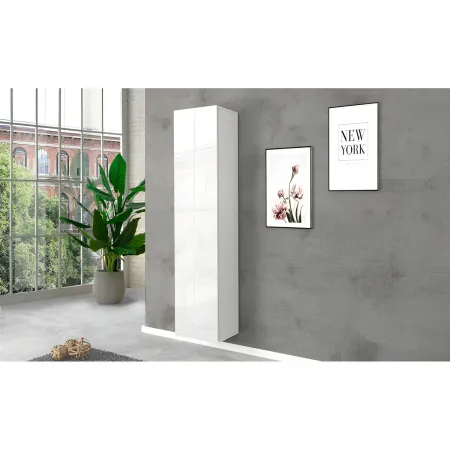Colonna Armadio Multiuso Bianco Lucido 4 Ripiani 40x30x180 cm Moderno