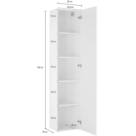 Colonna Armadio Multiuso Antracite Opaco 4 Ripiani 40x30x180 cm Moderno