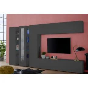 Colonna Armadio Multiuso Antracite Opaco 4 Ripiani 40x30x180 cm Moderno 2