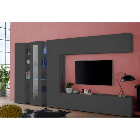 Colonna Armadio Multiuso Antracite Opaco 4 Ripiani 40x30x180 cm Moderno