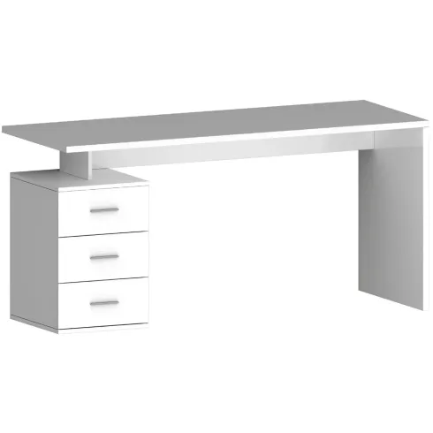 Scrivania Angolare Ufficio con Cassetti Bianco Lucido 160x60x75 cm