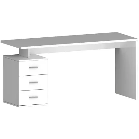 Scrivania Angolare Ufficio con Cassetti Bianco Lucido 160x60x75 cm