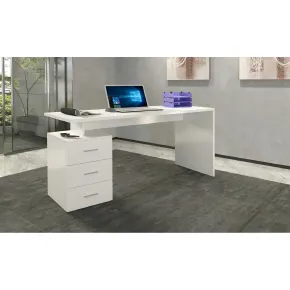 Scrivania Angolare Ufficio con Cassetti Bianco Lucido 160x60x75 cm 2