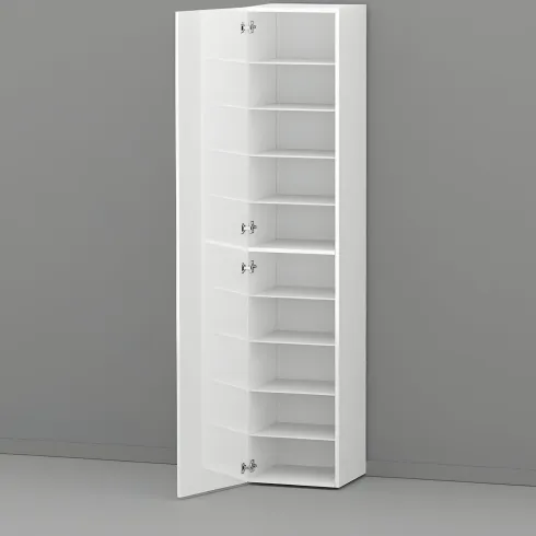 Armadio Scarpiera Anta Battente 45x35x191 cm Bianco Laccato Salvaspazio
