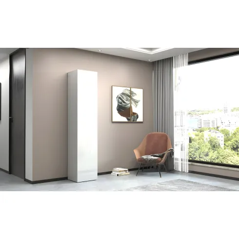 Armadio Scarpiera Anta Battente 45x35x191 cm Bianco Laccato Salvaspazio