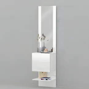 Mobile Ingresso con Specchio e Anta Bianco Laccato Moderno Salvaspazio 2