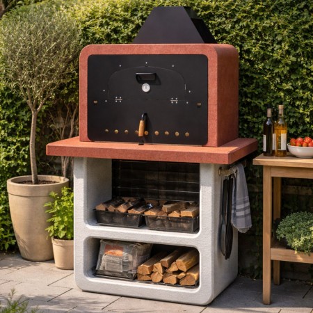 Forno a Carbonella Legna Cucina in Cemento Esterno Componibile Barbecue