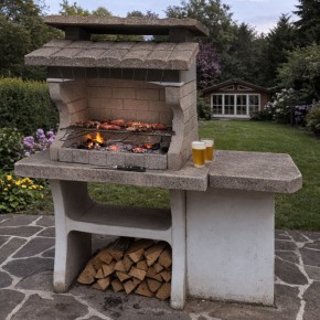 Barbecue in Muratura BBQ in Cemento a Carbonella Legna da Giardino 2