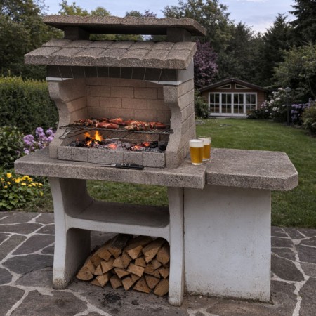 Barbecue in Muratura BBQ in Cemento a Carbonella Legna da Giardino