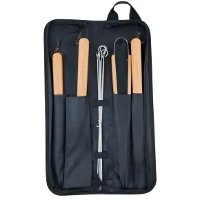 Set Utensili Barbecue Campignaz 9 Pezzi Manico in Legno Borsa Tessuto