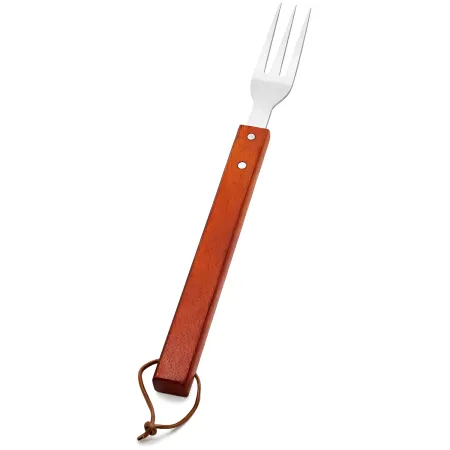 Set Utensili Barbecue 46 cm 3 Pezzi Manico in Legno Rosso per Griglia