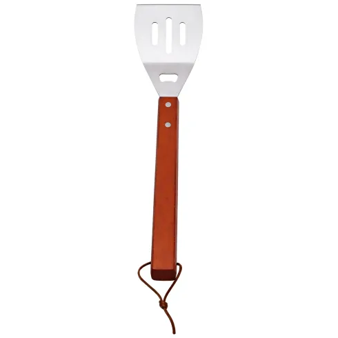 Set Utensili Barbecue 46 cm 3 Pezzi Manico in Legno Rosso per Griglia