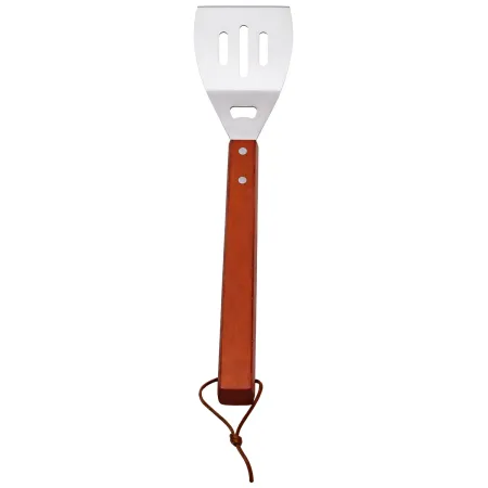 Set Utensili Barbecue 46 cm 3 Pezzi Manico in Legno Rosso per Griglia