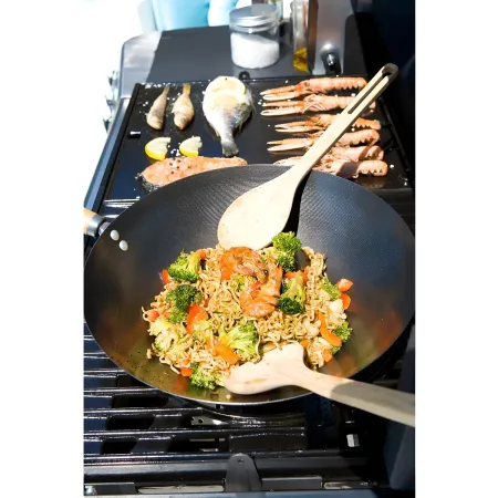 Padella Wok in Ghisa per Barbecue Campignaz 36 cm Manico in Legno