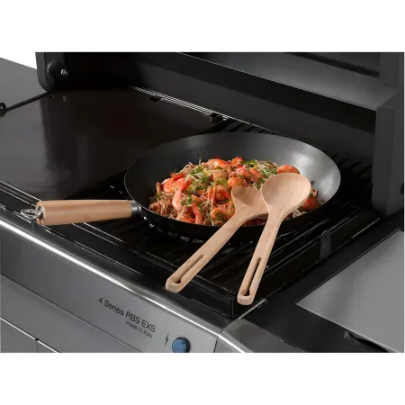 Padella Wok in Ghisa per Barbecue Campignaz 36 cm Manico in Legno