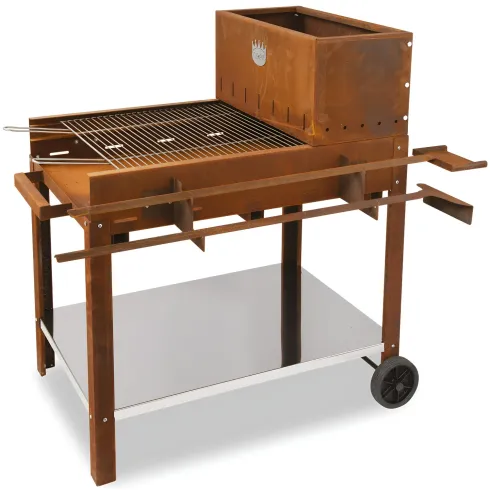 Barbecue a Legna 45x50 cm Acciaio Corten con Griglia Inox Regolabile