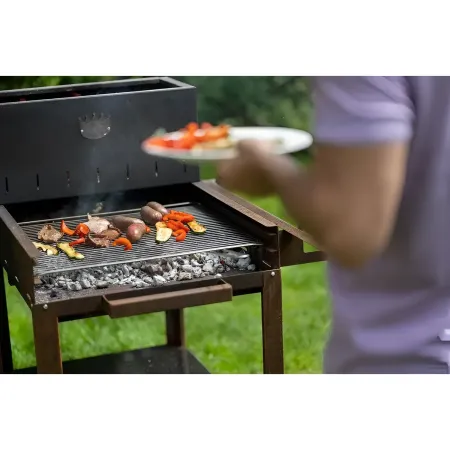 Barbecue a Legna 45x50 cm Acciaio Corten con Griglia Inox Regolabile