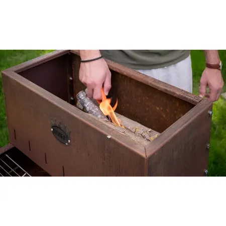 Barbecue a Legna 45x50 cm Acciaio Corten con Griglia Inox Regolabile