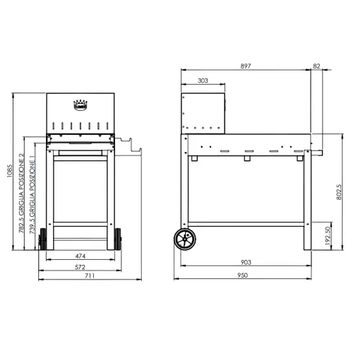 Barbecue a Legna 45x50 cm Acciaio Corten con Griglia Inox Regolabile